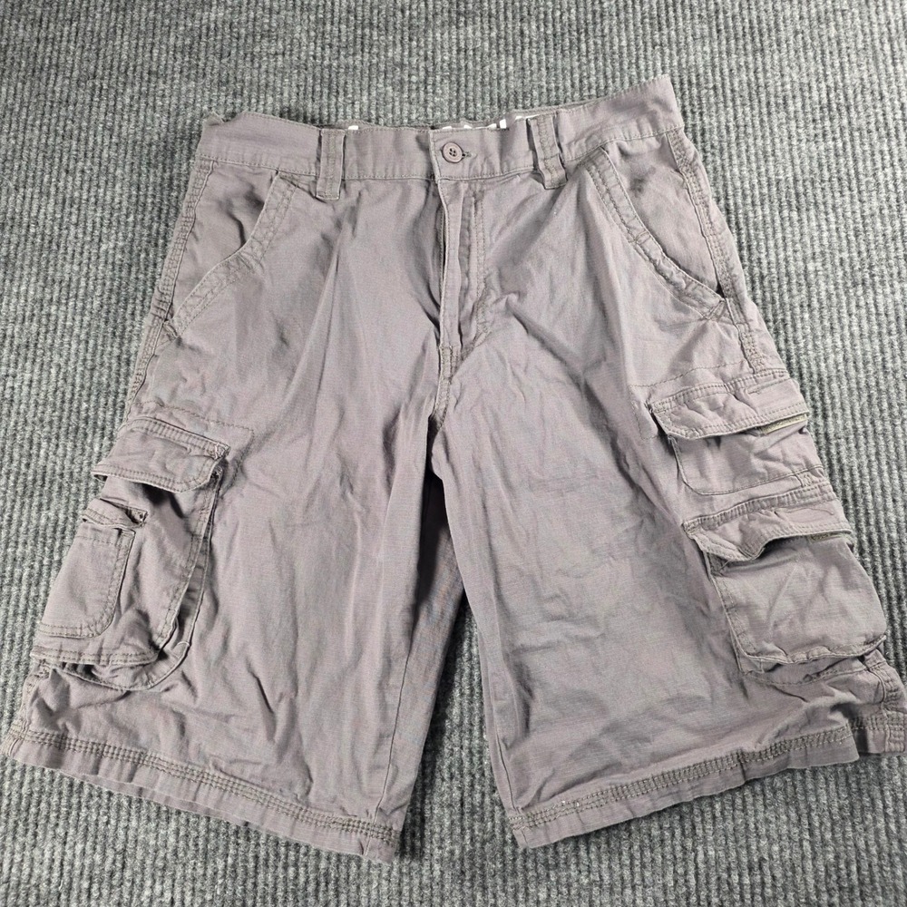 Monument Mens Gray Cargo Shorts Size 30 Mauve Cotton Stretch Multi Pocket Casual